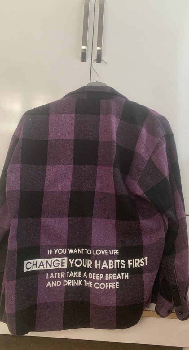 Mor Ekose Desenli Kadın Gömlek - Görsel 3