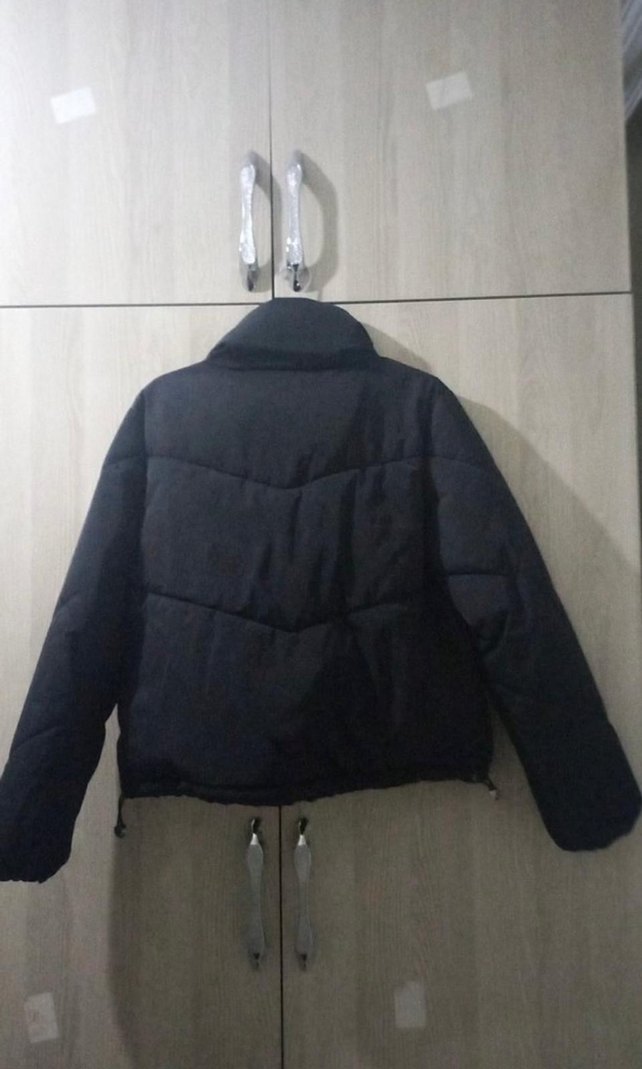 Siyah Kadın Kısa Mont Fermuarlı - Görsel 2