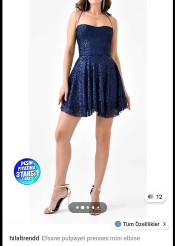 Lacivert Straplez Mini Pulpayet Elbise - Görsel 2