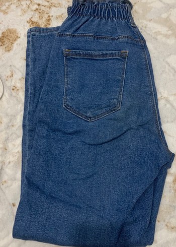 Kadın Lacivert Bol Kesim Kemerli Jean - Görsel 2