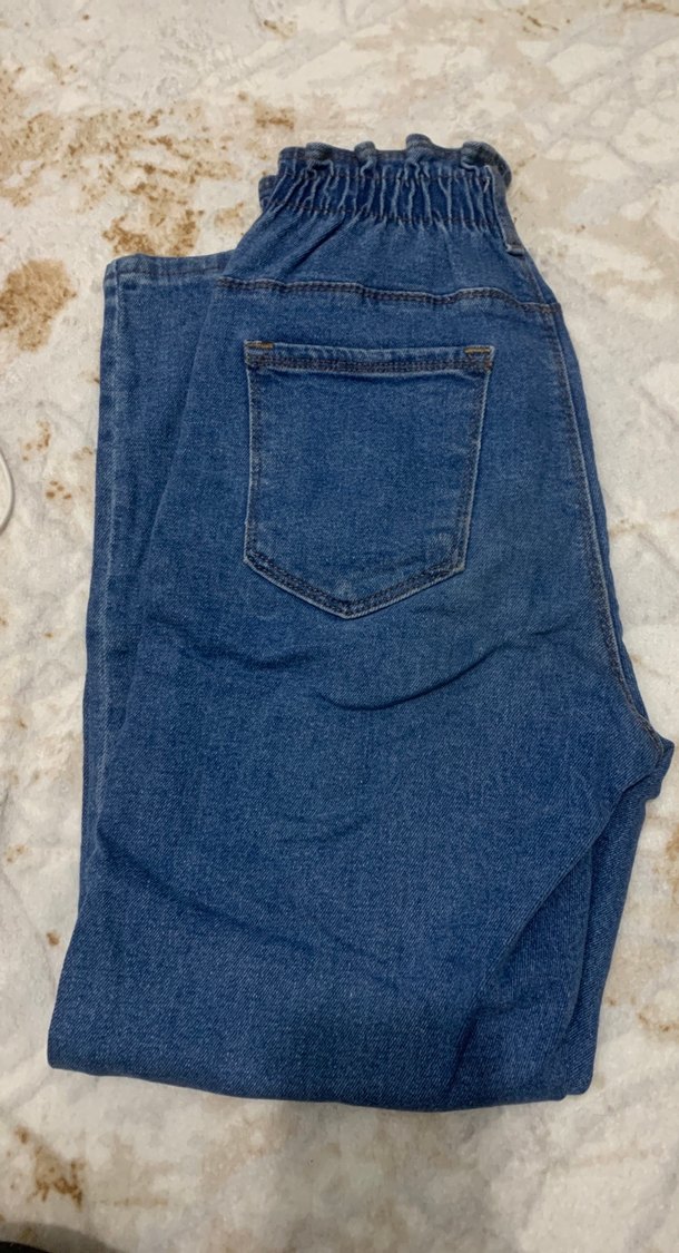 Kadın Lacivert Bol Kesim Kemerli Jean - Görsel 2