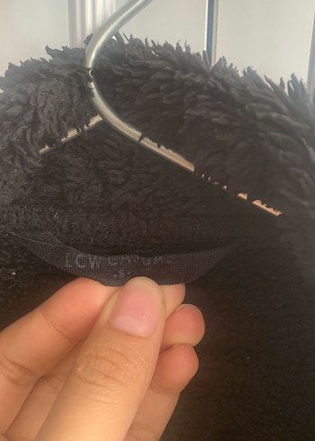 Siyah Yüksek Yakalı Peluş Ceket - Görsel 2