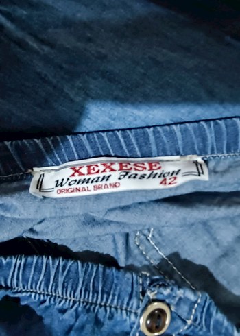 Lacivert Kısa Denim Tulum 42 - Görsel 7