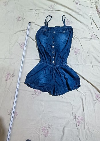 Lacivert Kısa Denim Tulum 42 - Görsel 6