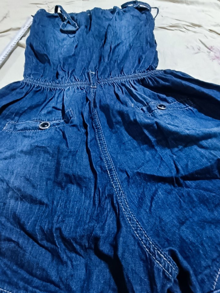 Lacivert Kısa Denim Tulum 42 - Görsel 3