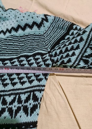 Milantus Bohem Desenli Turkuaz Örgü Hırka - Görsel 3