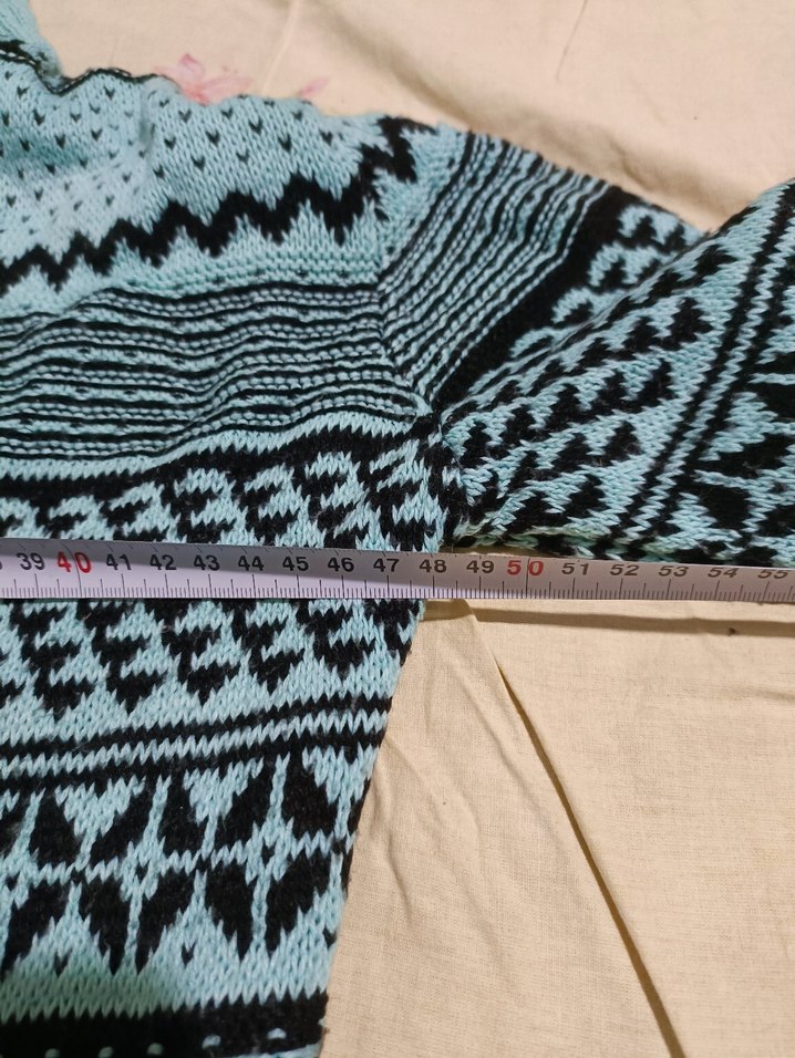 Milantus Bohem Desenli Turkuaz Örgü Hırka - Görsel 3