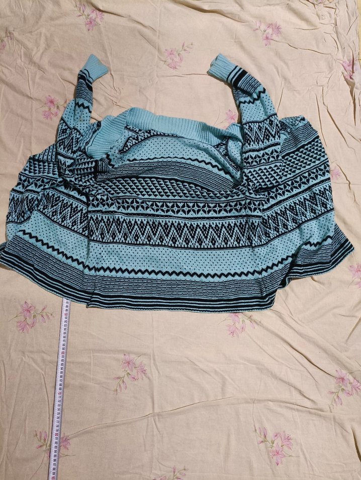 Milantus Bohem Desenli Turkuaz Örgü Hırka - Görsel 2