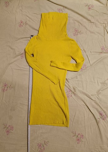 Sarı Balıkçı Yaka Triko Elbise - Görsel 2