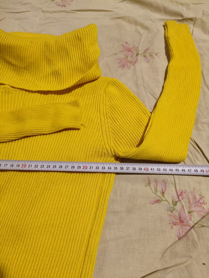 Sarı Balıkçı Yaka Triko Elbise - Görsel 4