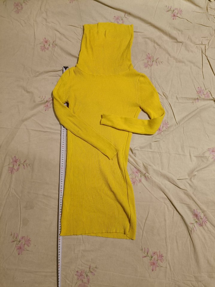 Sarı Balıkçı Yaka Triko Elbise - Görsel 2