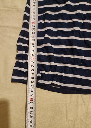 FONDA Çizgili Lacivert Streçli Kadın uzun Tişört - Görsel 6