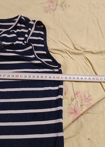 FONDA Çizgili Lacivert Streçli Kadın uzun Tişört - Görsel 4