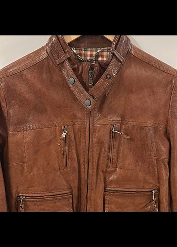 Taba Massimo Dutti orijinal Deri Kadın Ceket - Görsel 2