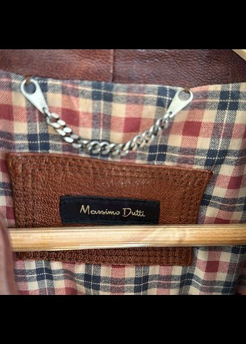 Taba Massimo Dutti orijinal Deri Kadın Ceket - Görsel 3