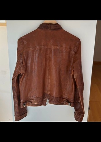 Taba Massimo Dutti orijinal Deri Kadın Ceket - Görsel 5