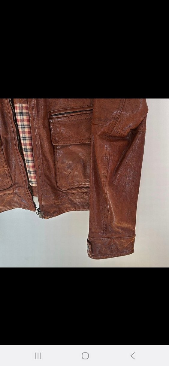 Taba Massimo Dutti orijinal Deri Kadın Ceket - Görsel 4