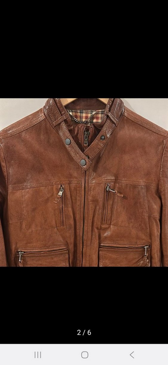 Taba Massimo Dutti orijinal Deri Kadın Ceket - Görsel 2