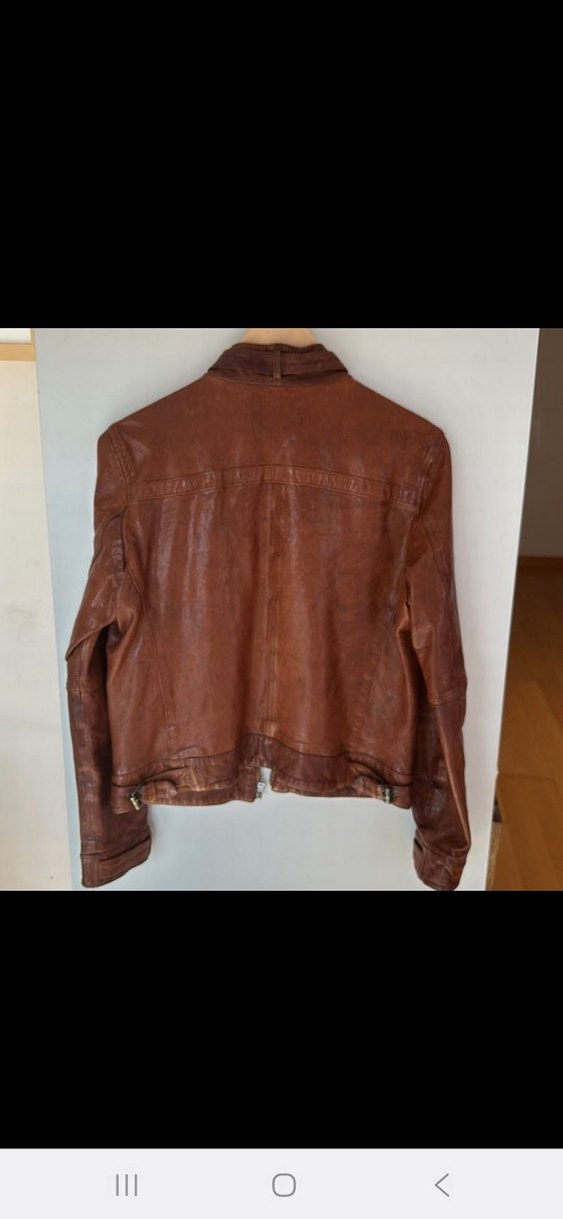 Taba Massimo Dutti orijinal Deri Kadın Ceket - Görsel 5