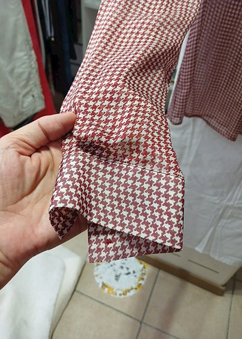 l Beden bordo Renk Bordo Uzun Kollu Bağcıklı Ipek Kadın Gömlek