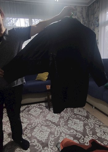Diğer Düğmeli Siyah Deri Midi Kadın Ceket