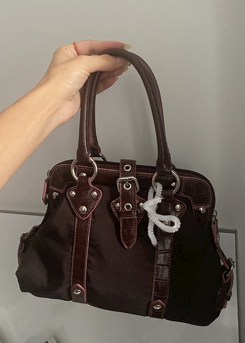 Bordo Deri Detaylı Vintage y2k çanta