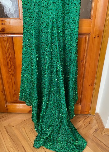 Yeşil Parlak pullu Uzun Elbise - Görsel 7