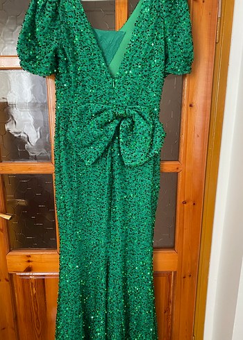 Yeşil Parlak pullu Uzun Elbise - Görsel 5