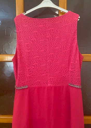 Dantel Detaylı Pembe Uzun Abiye Elbise - Görsel 4