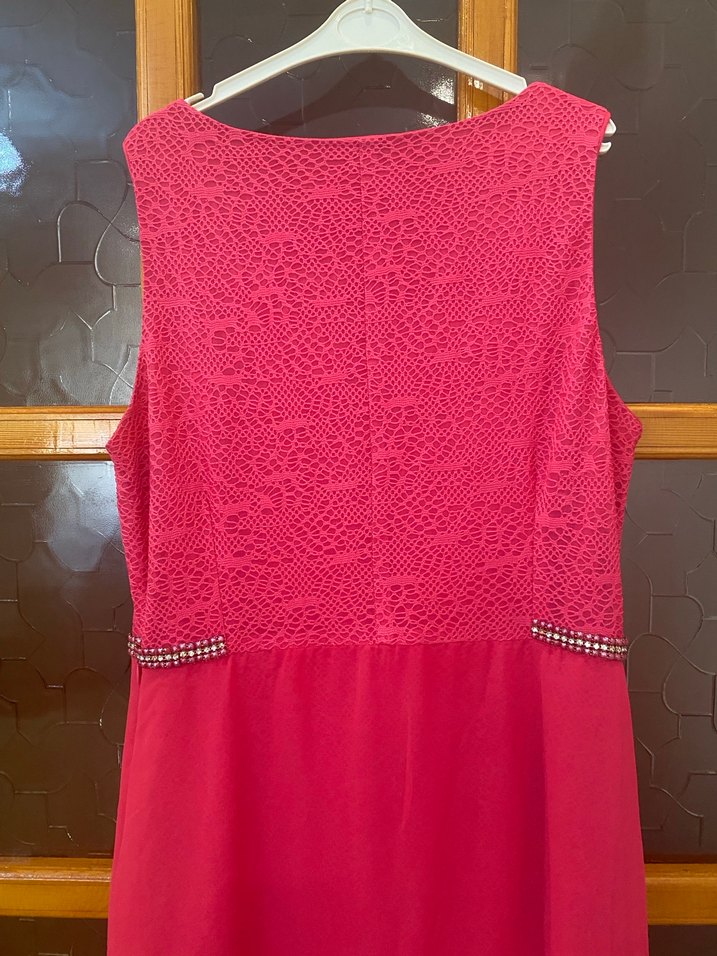 Dantel Detaylı Pembe Uzun Abiye Elbise - Görsel 4