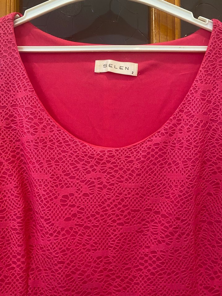 Dantel Detaylı Pembe Uzun Abiye Elbise - Görsel 2