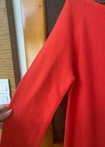 Kadın Kırmızı Uzun Kollu Triko Elbise - Görsel 3