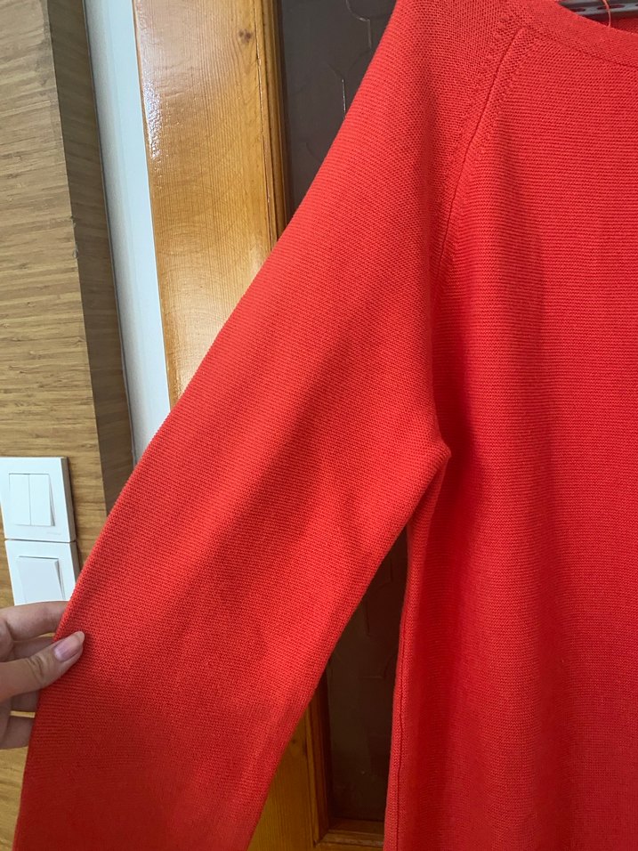 Kadın Kırmızı Uzun Kollu Triko Elbise - Görsel 3