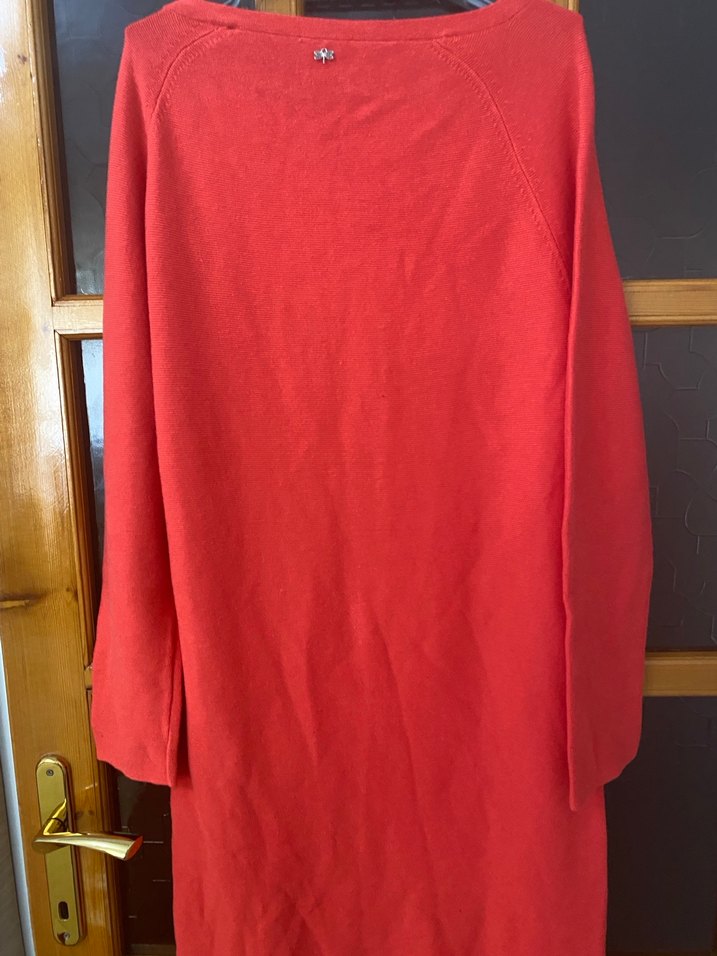 Kadın Kırmızı Uzun Kollu Triko Elbise - Görsel 4