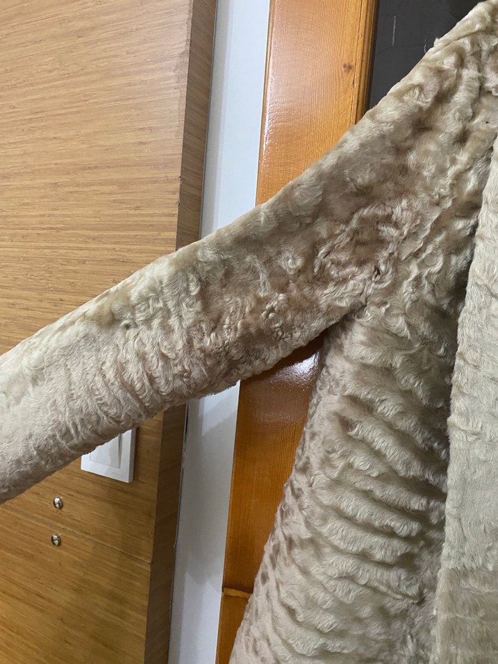 Bej Süet Kürk Detaylı Midi Kadın Ceket - Görsel 4