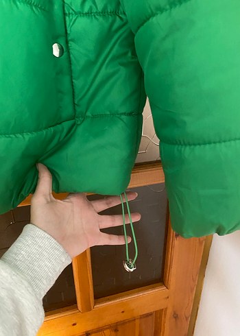 Kadın Yeşil Kapüşonlu Kış Montu - Görsel 6