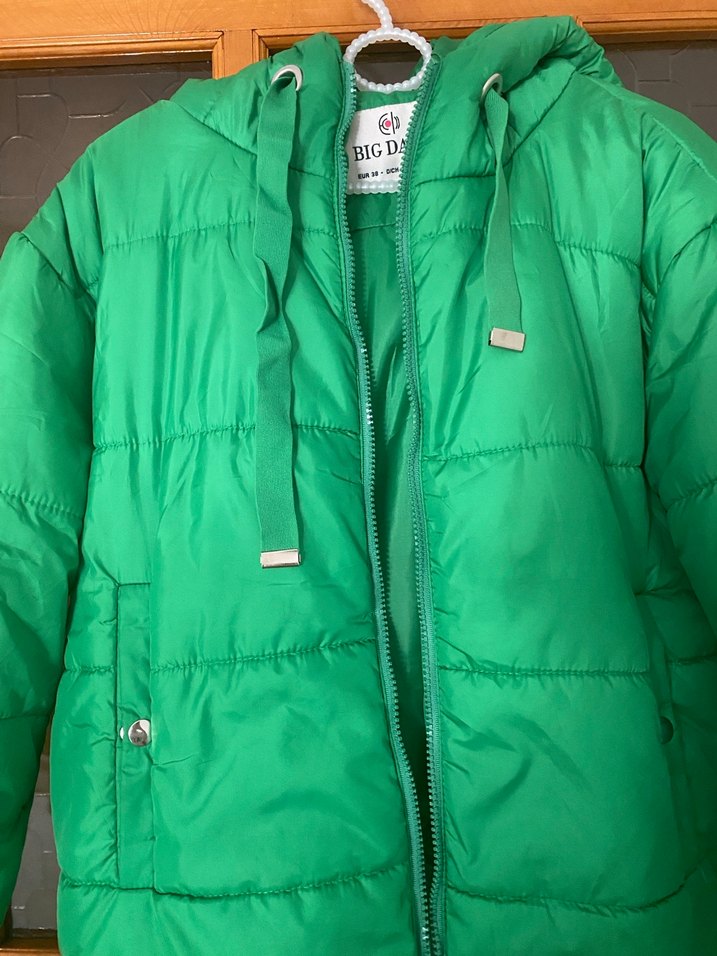 Kadın Yeşil Kapüşonlu Kış Montu - Görsel 5