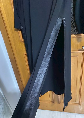 Drapeli Siyah Uzun Kollu Uzun Elbise - Görsel 2