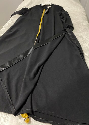 Drapeli Siyah Uzun Kollu Uzun Elbise - Görsel 8