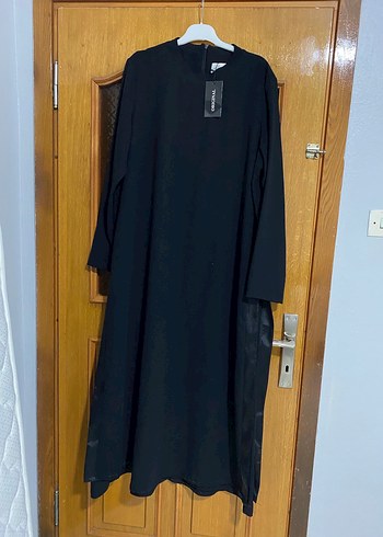 Drapeli Siyah Uzun Kollu Uzun Elbise - Görsel 4