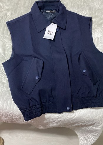 Düğmeli Mavi Kadın Yelek - Görsel 2