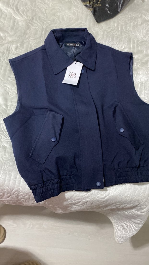 Düğmeli Mavi Kadın Yelek - Görsel 2