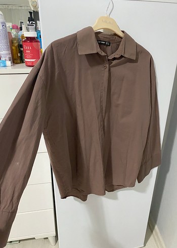 Kahve Renkli Uzun Kollu Kadın Gömlek - Görsel 2
