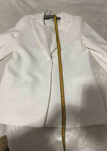 Düğmeli Beyaz Kadın Blazer Ceket - Görsel 6