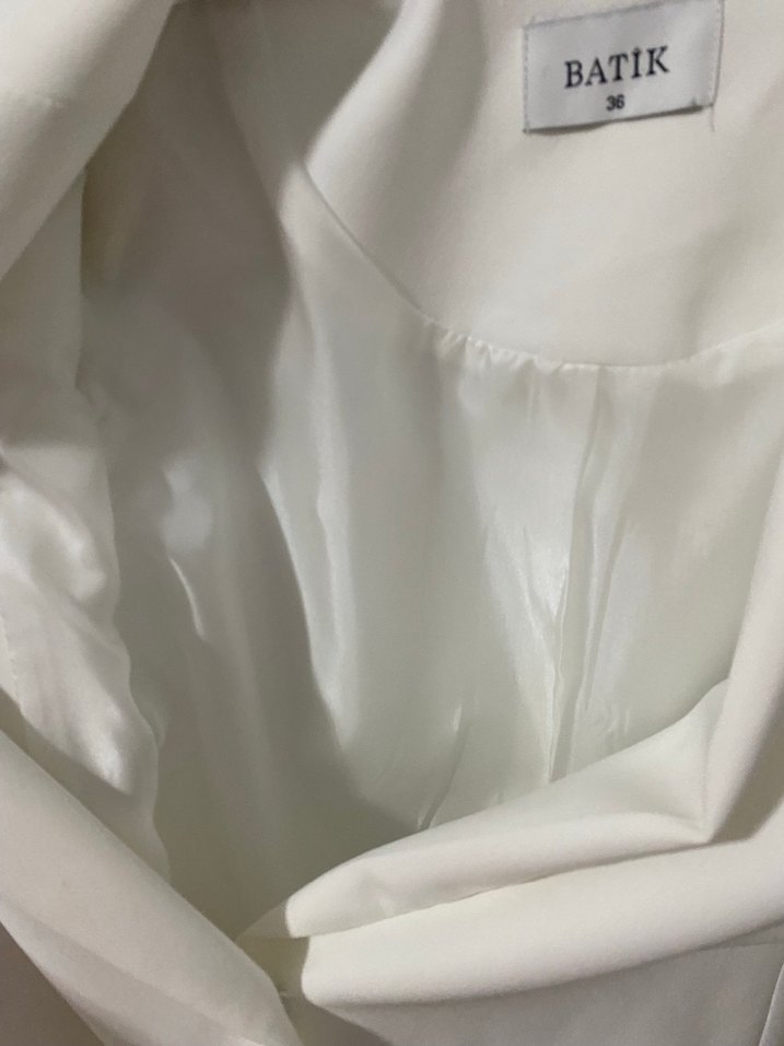 Düğmeli Beyaz Kadın Blazer Ceket - Görsel 5