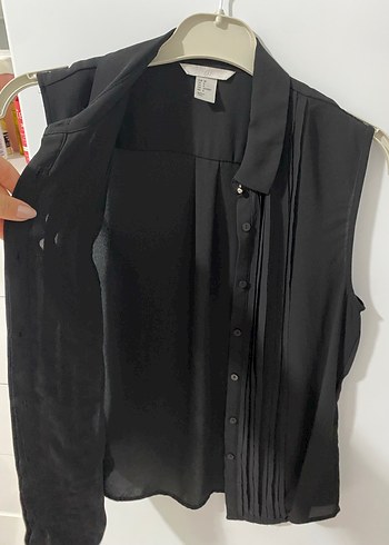 Siyah Pilili Kolsuz Ofis Gömlek - Görsel 5