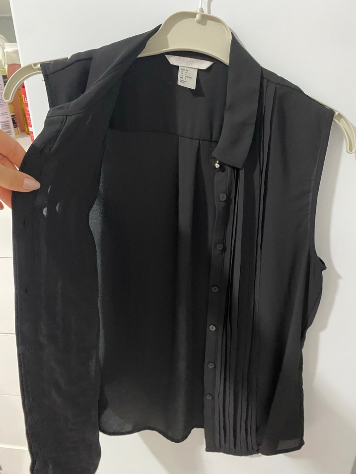 Siyah Pilili Kolsuz Ofis Gömlek - Görsel 5