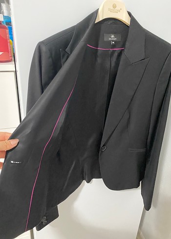 Siyah Kadın Düğmeli Ofis Blazeri - Görsel 2