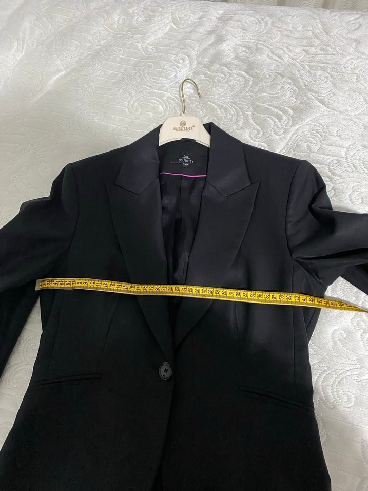 Siyah Kadın Düğmeli Ofis Blazeri - Görsel 4