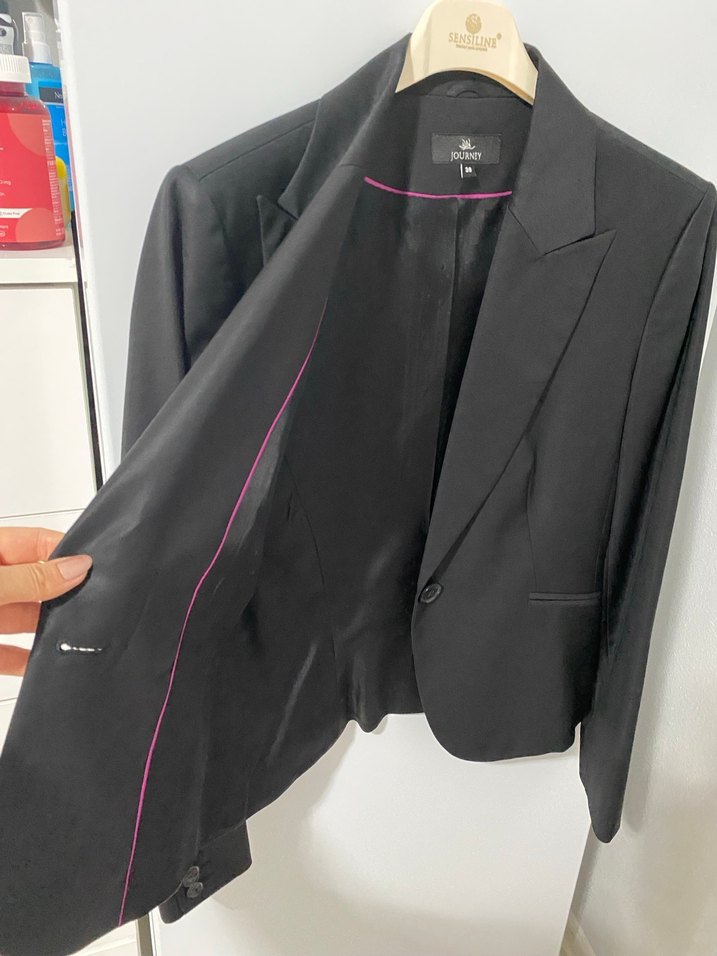 Siyah Kadın Düğmeli Ofis Blazeri - Görsel 2